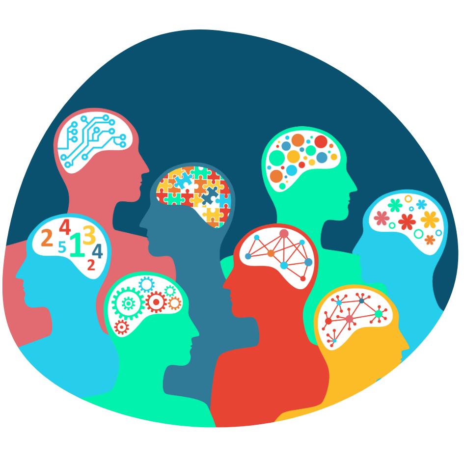 Illustration symbolique des profils DISC : diversité des personnalités et complémentarité des talents dans une équipe.