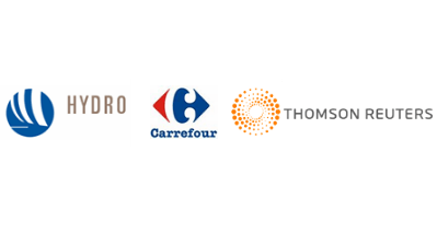 Logos de Hydro, Carrefour et Thomson Reuters, entreprises utilisatrices de la méthode DISC 4Colors