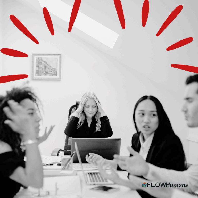 Equipe en réunion autour d’un bureau avec désaccord et tentatives de convaincre illustrant l’impact des dynamiques relationnelles sur la performance collective