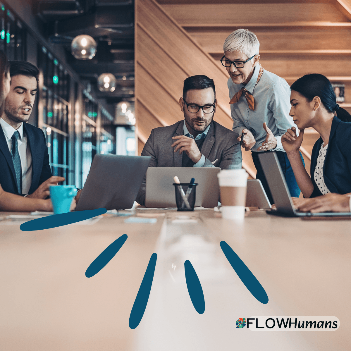 Manager adaptant sa posture à différents collaborateurs lors d’une réunion de travail en équipe.