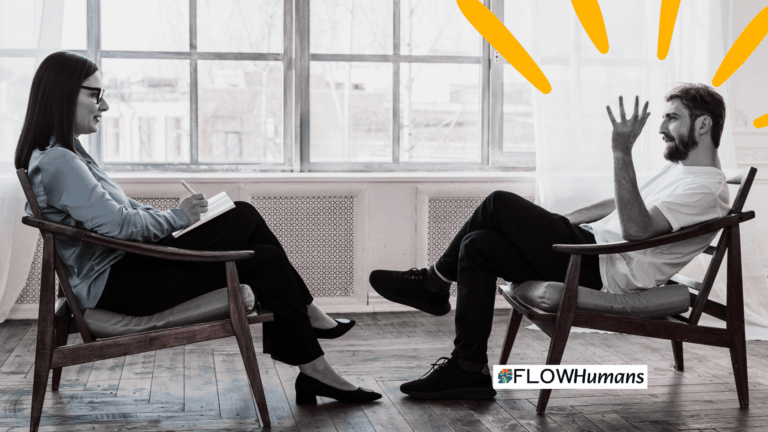 Séance de coaching professionnel entre un coach et un manager Flow Humans